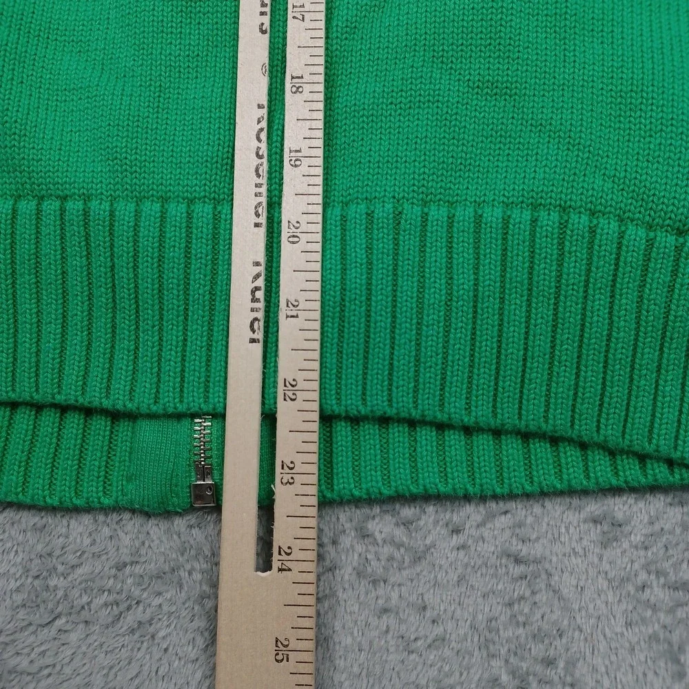Vintage Ralph Lauren Sport Girls XL Green Full Zip Pockets Knit Preppy Y2K